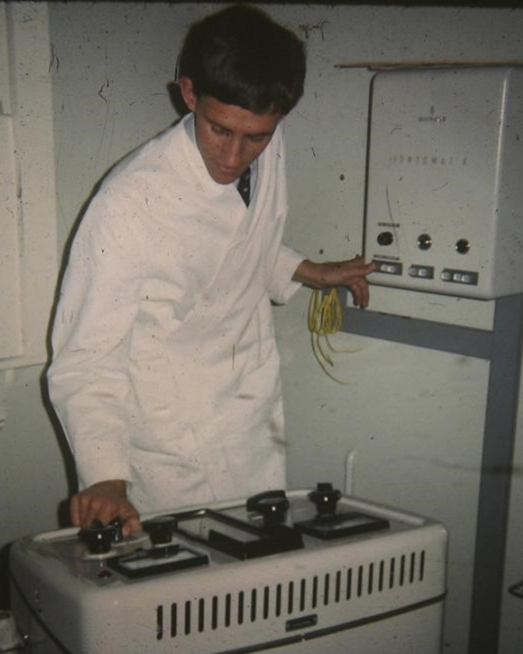 Robert George operating vintage radiography equipment in 1966.